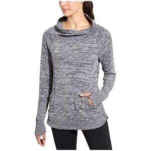 ATHLETA Heather Gray Techie Cowl Neck Sweat Track Yoga Sweater Size S
